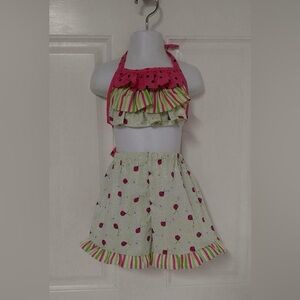 NWOT Custom sewn Size 2 sewn from 1970 vintage pattern ladybug top/shorts